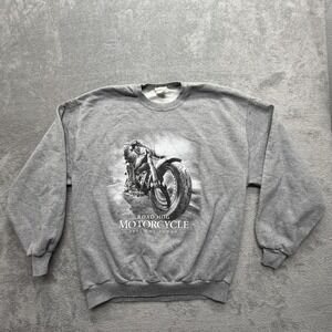 American Tradition Sweatshirt Mens L Gray Fleece Pullover‎ Road Hog Motorcycle